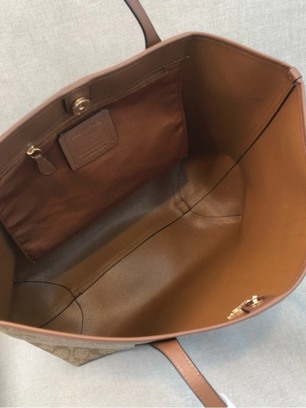 Coach Beige and Brown Signature Canvas Tote